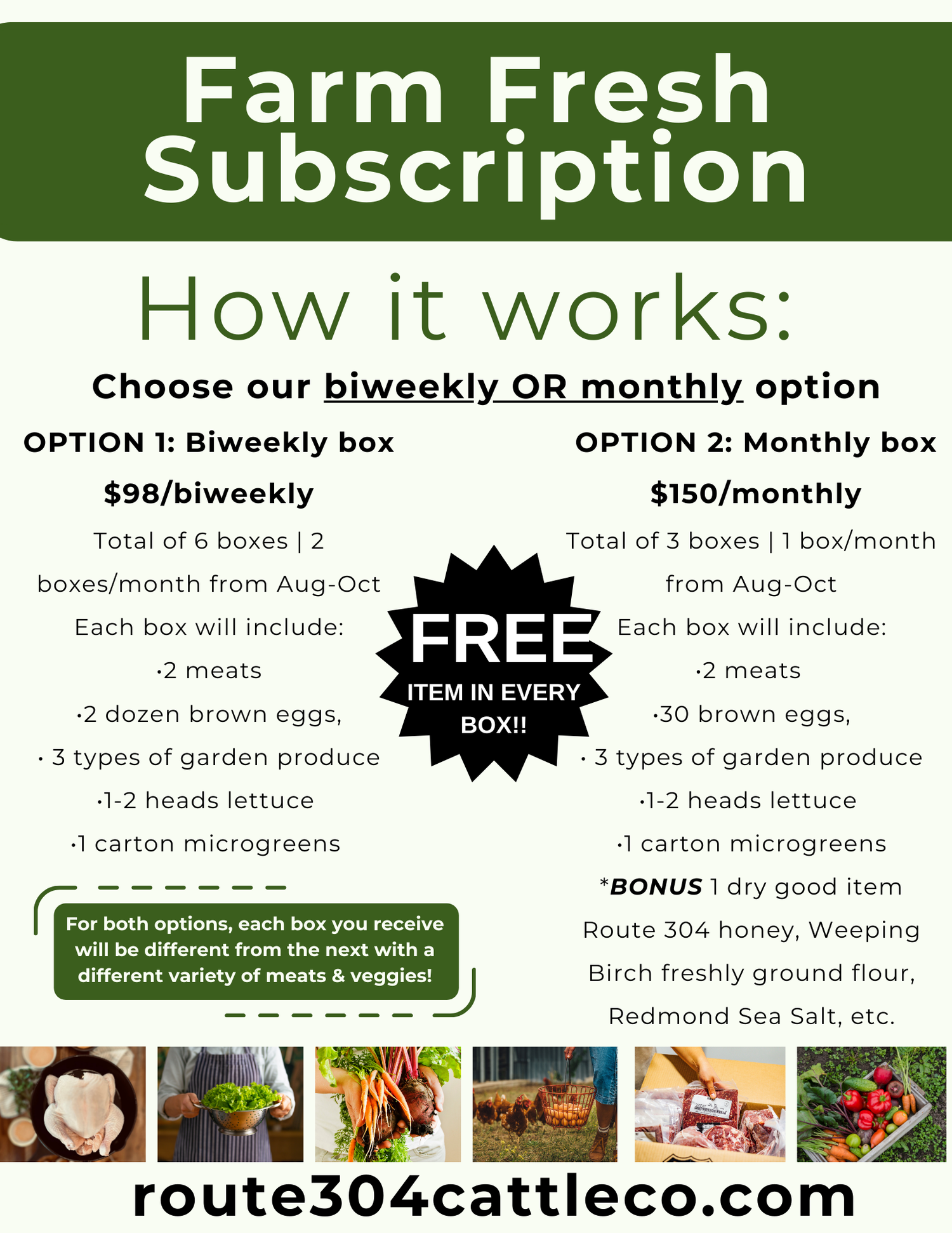 Subscription-MONTHLY farm basket (produce,eggs,& meat)