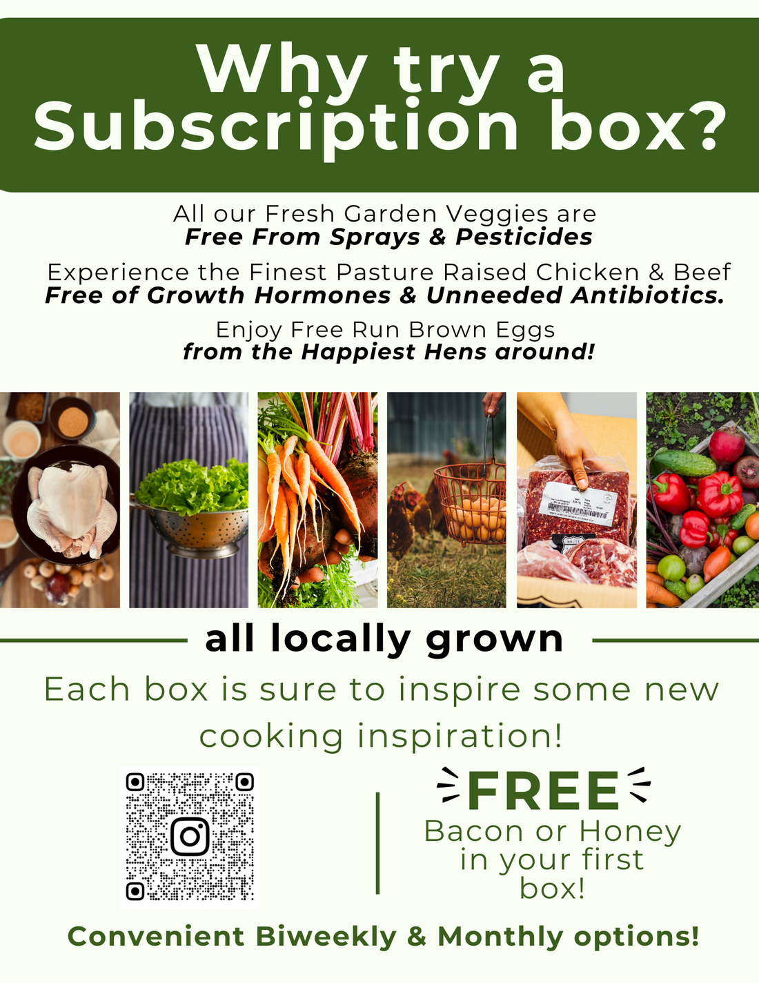 Subscription-MONTHLY farm basket (produce,eggs,& meat)